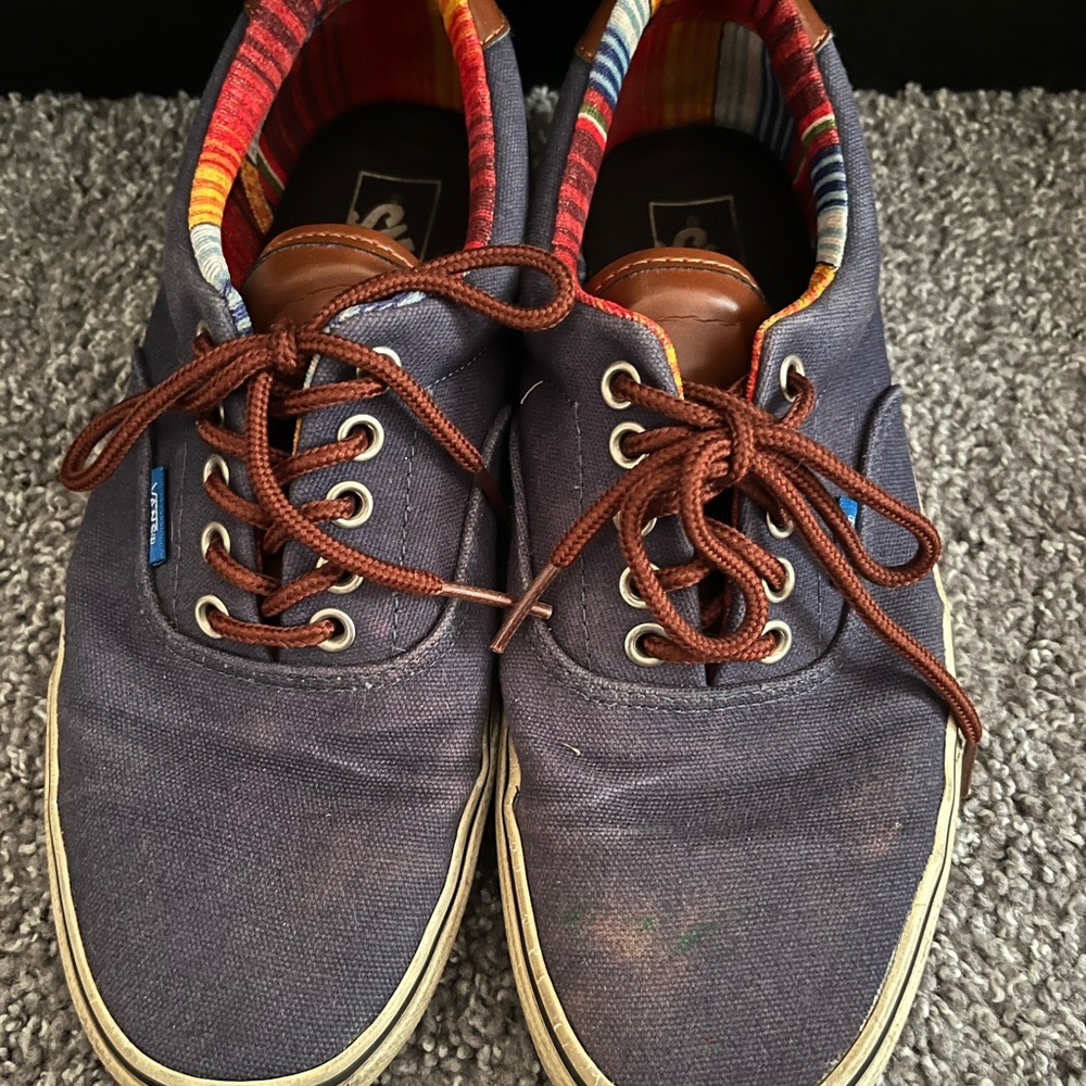 Vans Men's Navy Sneakers with Brown Laces